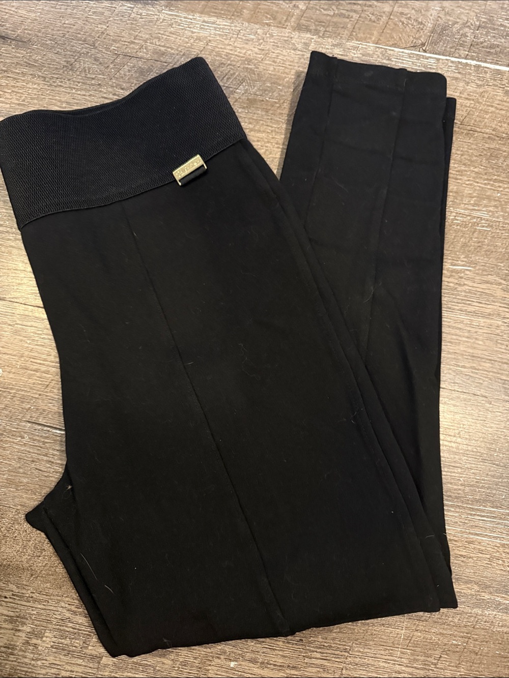 Calvin Klein Black Fold-Over Waist Ponte Leggings